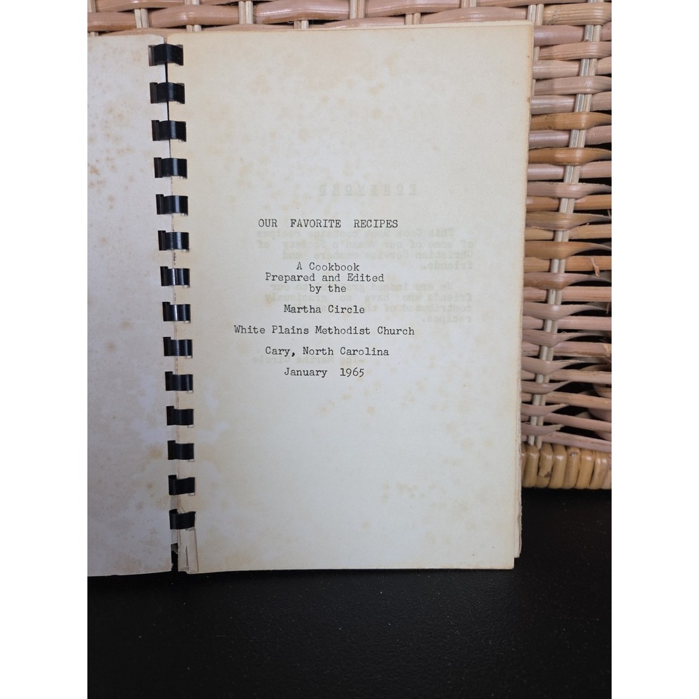 White Plains Methodist Church Cookbook Cary, NC 1965 Local Contributors Vintage - Picture 3 of 15